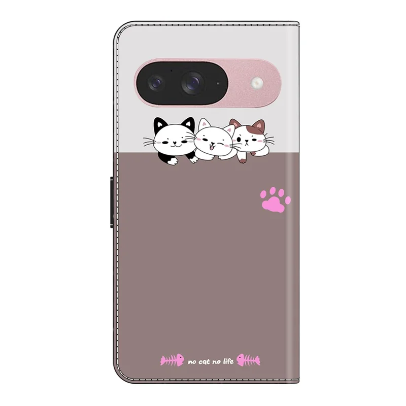 For Google Pixel 9  /  9 Pro Case Foldable Stand Wallet Pattern Printing PU Leather Flip Phone Cover - Cats