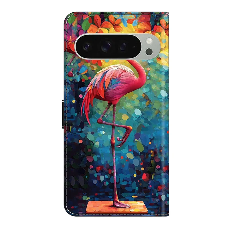 For Google Pixel 9 Pro XL Case Foldable Stand Wallet Pattern Printing PU Leather Flip Phone Cover - Bird