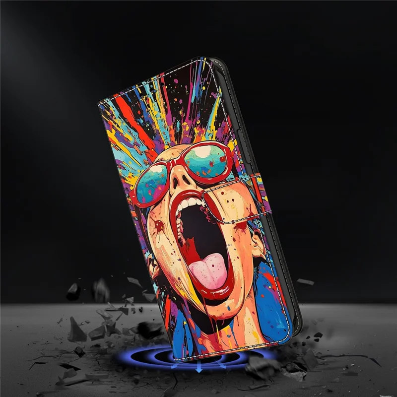 For Google Pixel 9 Pro XL Case Foldable Stand Wallet Pattern Printing PU Leather Flip Phone Cover - Graffiti Scream