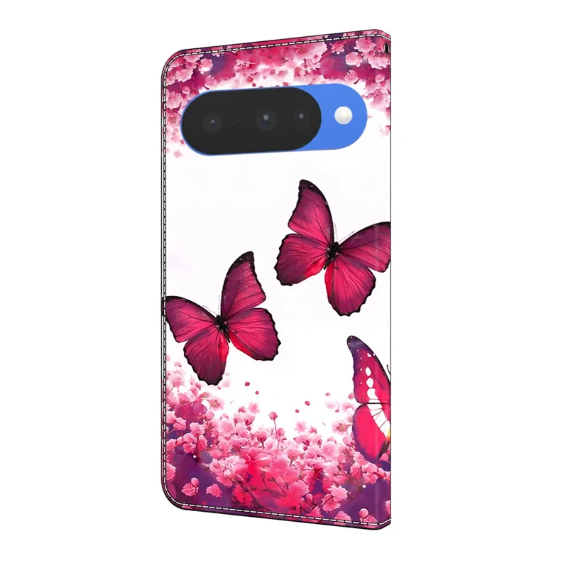 For Google Pixel 10  /  10 Pro Case Foldable Stand Wallet Pattern Printing PU Leather Flip Phone Cover - Red Butterfly