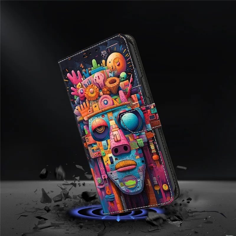 Capa para Motorola Moto G56 5G com Suporte Dobrável, Carteira, Estampa de Grafite, Retrato em Couro PU, Capa Protetora Flip para Celular