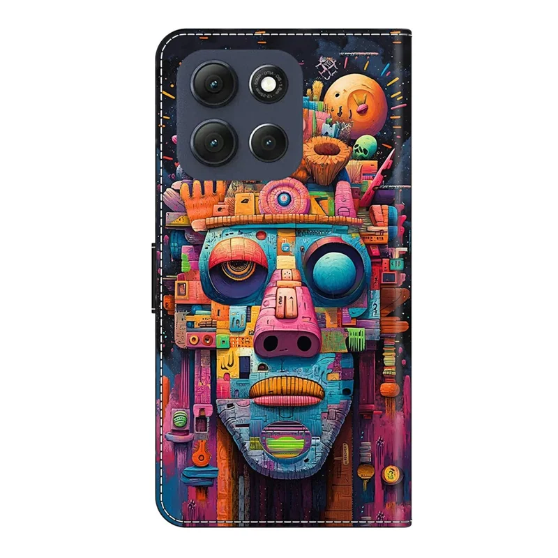 Capa para Motorola Moto G56 5G com Suporte Dobrável, Carteira, Estampa de Grafite, Retrato em Couro PU, Capa Protetora Flip para Celular