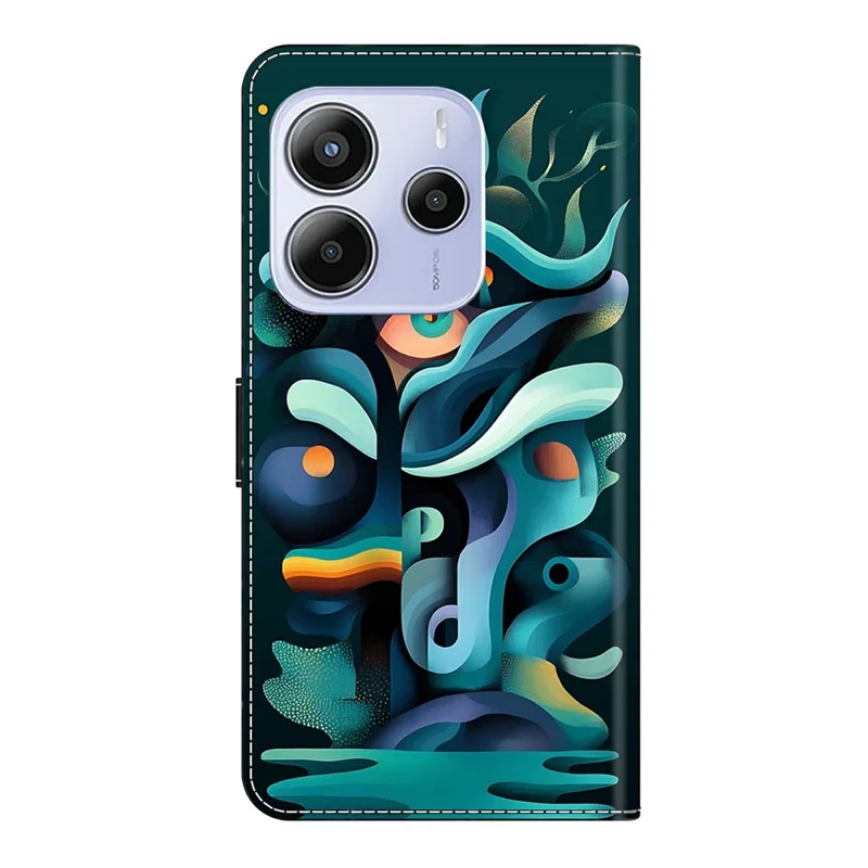 For Xiaomi Redmi Note 14 5G Case Foldable Stand Wallet Pattern Printing PU Leather Flip Phone Cover - Graffiti Green Shadow