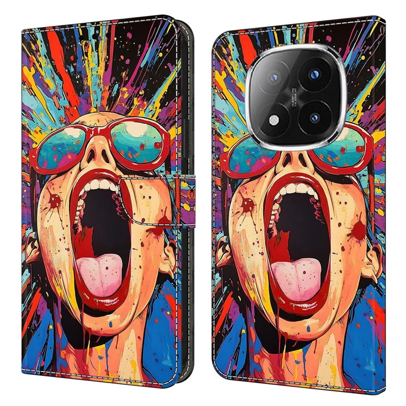 For Xiaomi Redmi Note 14 Pro+ 5G Case Foldable Stand Wallet Pattern Printing PU Leather Flip Phone Cover - Graffiti Scream