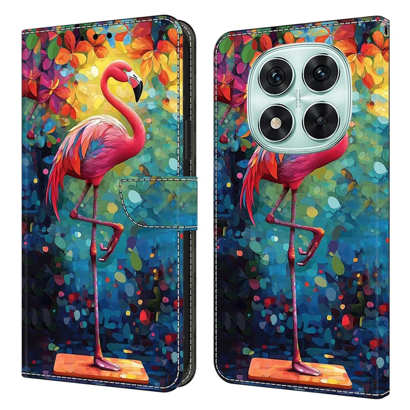 For Xiaomi Redmi Note 14 Pro 4G Case Foldable Stand Wallet Pattern Printing PU Leather Flip Phone Cover - Bird