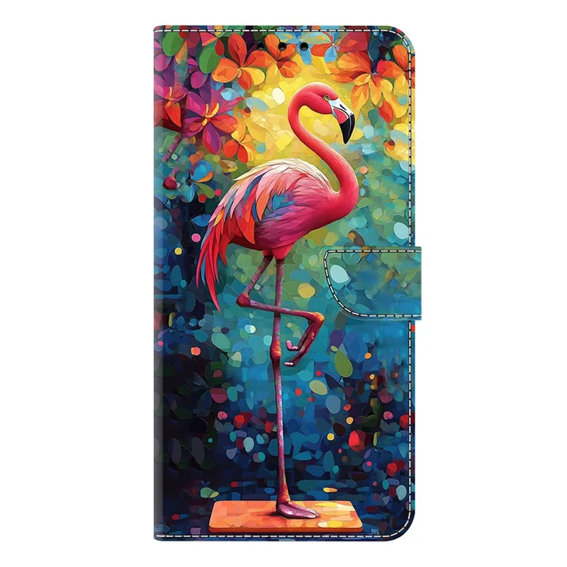 PU Leather Case voor Xiaomi Poco C75 4G / Redmi 14R 5G / 14C 4G, Opvouwbare Stand, Portemonnee, Patroonbedrukte Flip Telefoonhoes - Vogel