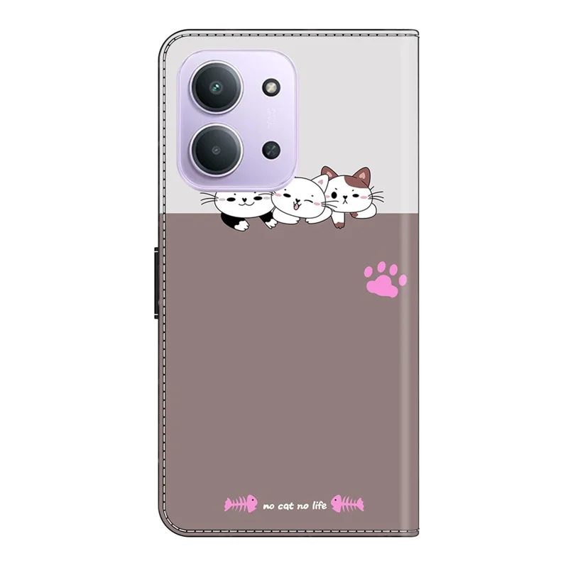 For Xiaomi Redmi 15C 4G (Global) (171mm)  /  Poco C85 4G (171mm) Case Foldable Stand Wallet Pattern Printing PU Leather Flip Phone Cover - Cats