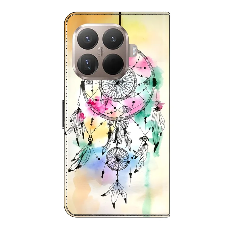 For Xiaomi 15T Pro Case Foldable Stand Wallet Pattern Printing PU Leather Flip Phone Cover - Ink Feather Dreamcatcher
