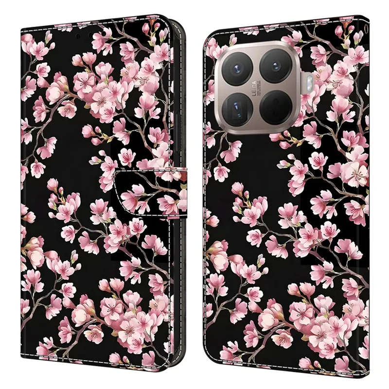For Xiaomi 15T Pro Case Foldable Stand Wallet Pattern Printing PU Leather Flip Phone Cover - Peach Blossom