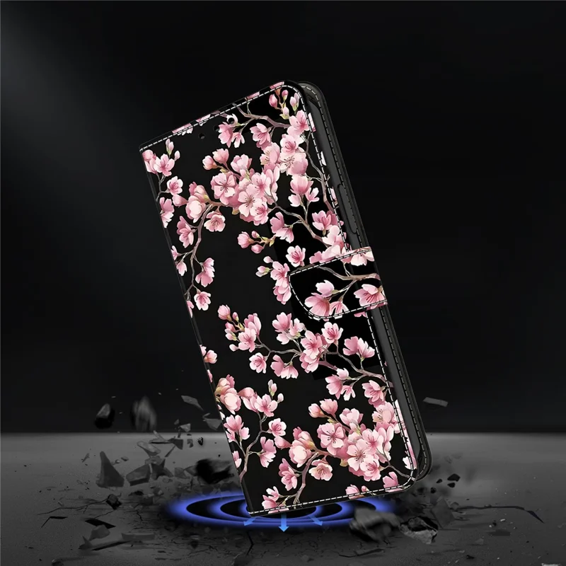For Xiaomi 15T Pro Case Foldable Stand Wallet Pattern Printing PU Leather Flip Phone Cover - Peach Blossom