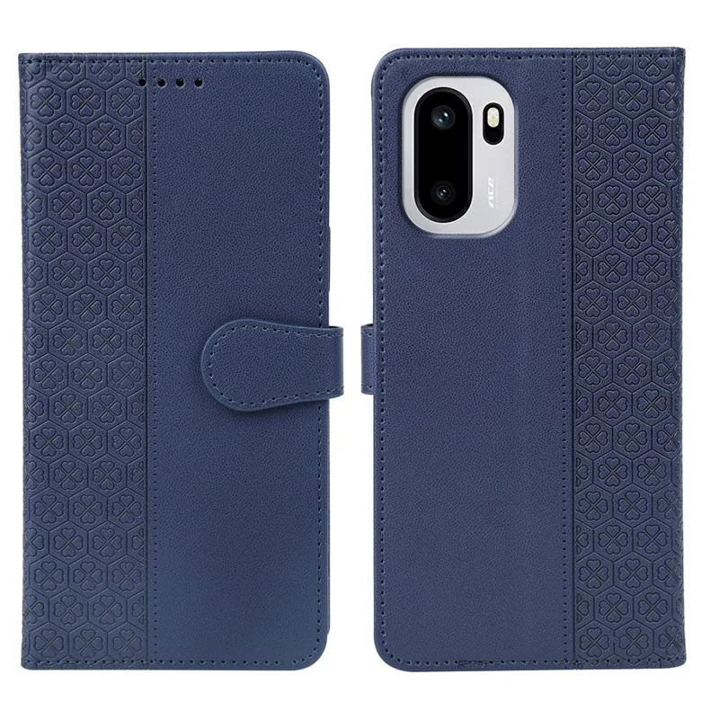 For OnePlus 15R 5G / Ace 6T 5G / Ace 6 5G Case Magnetic Clasp Four Leaf Clover Leather Wallet - Blue
