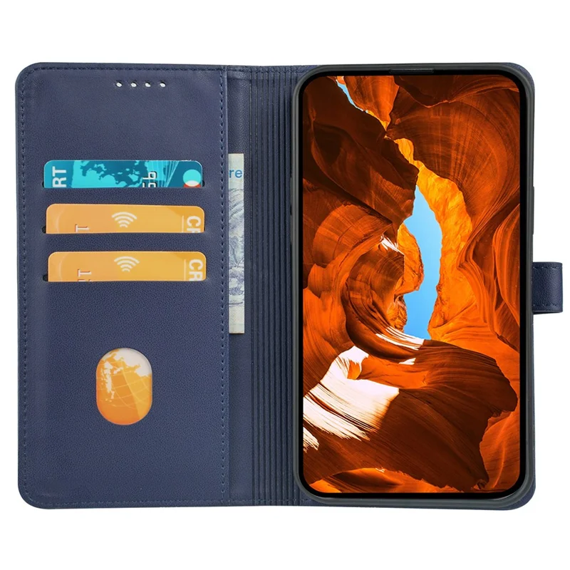 For OnePlus 15R 5G / Ace 6T 5G / Ace 6 5G Case Magnetic Clasp Four Leaf Clover Leather Wallet - Blue