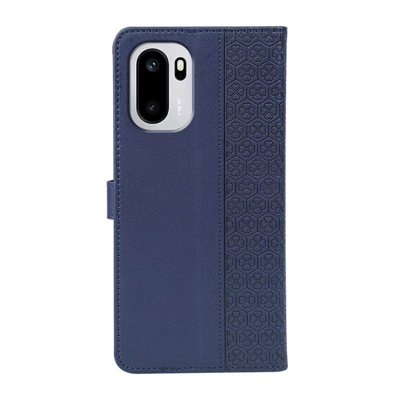 For OnePlus 15R 5G / Ace 6T 5G / Ace 6 5G Case Magnetic Clasp Four Leaf Clover Leather Wallet - Blue