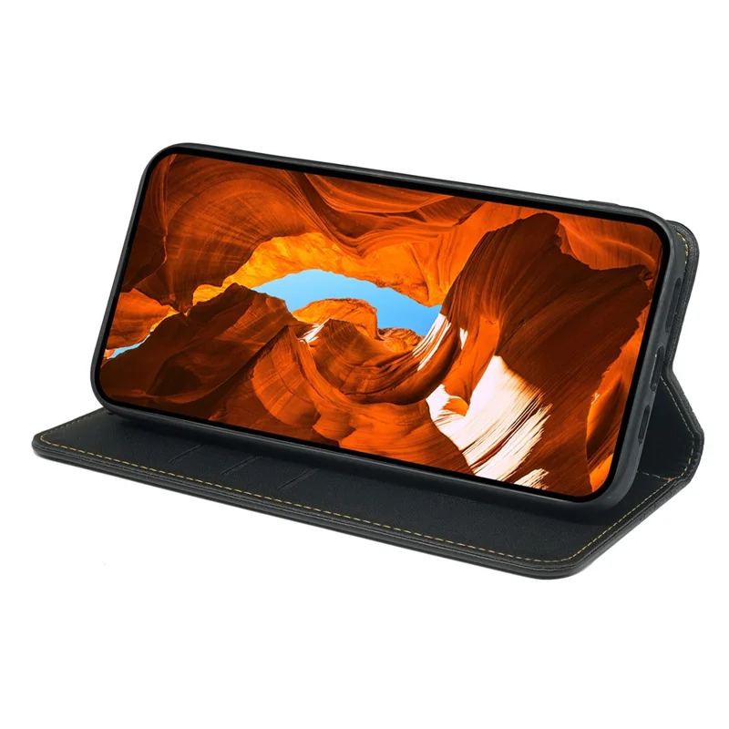 Чехол для телефона Four Leaf Clover Leather Flip Phone Cover Stand Wallet - Черный для Honor Magic8 Pro 5G