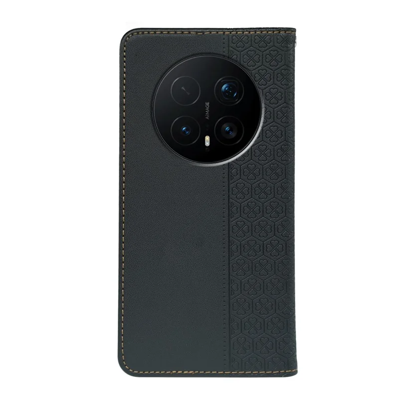 Чехол для телефона Four Leaf Clover Leather Flip Phone Cover Stand Wallet - Черный для Honor Magic8 Pro 5G
