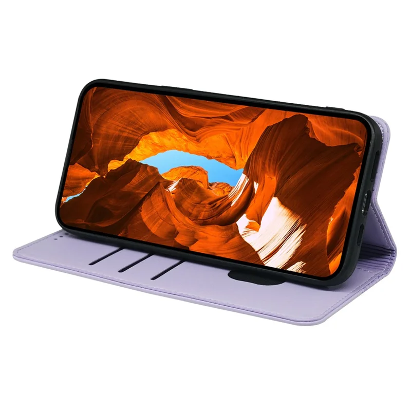 For T-Mobile Revvl 8 Pro Case Four Leaf Clover Leather Flip Phone Cover Stand Wallet - Light Purple