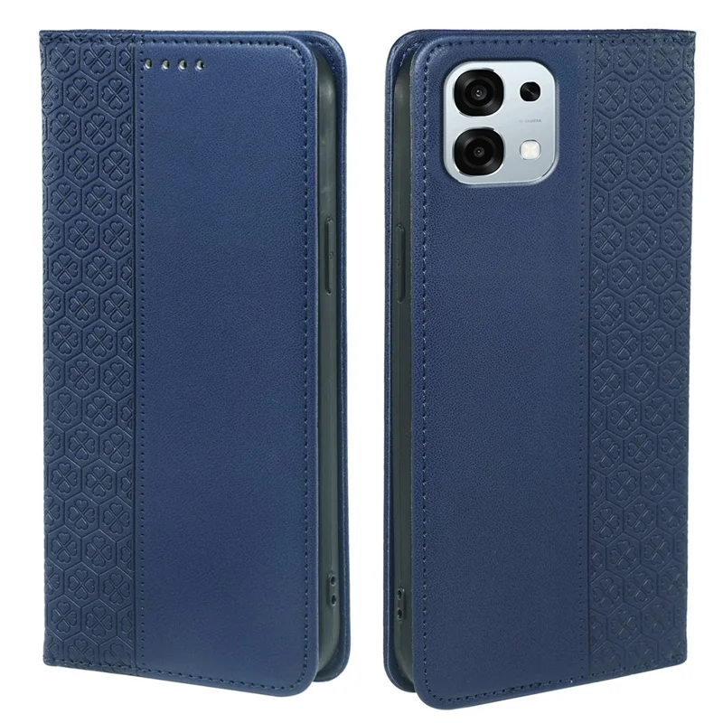 Чехол для Oppo A6 Pro 5G Four Leaf Clover Leather Flip Phone Cover Stand Wallet - Синий