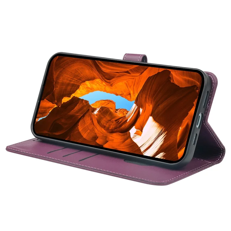 For Oppo A6 Pro 5G Case Magnetic Clasp Four Leaf Clover Leather Phone Cover  - Dark Purple