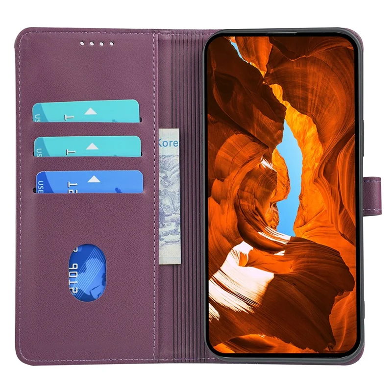 For Oppo A6 Pro 5G Case Magnetic Clasp Four Leaf Clover Leather Phone Cover  - Dark Purple