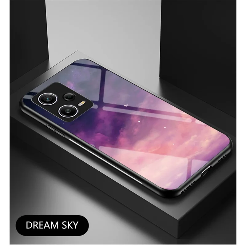 Coque de Téléphone Anti-Rayures pour Xiaomi Redmi Note 12 Pro 5G, Motif Ciel Étoilé Imprimé sur TPU PC Verre Trempé Couvercle de Téléphone - Rêverie Ciel Étoilé