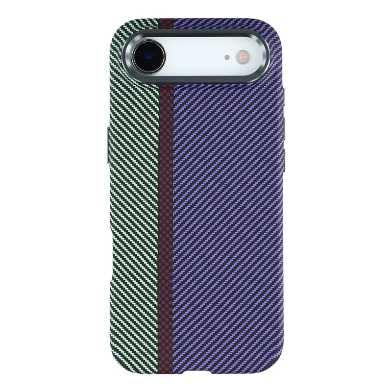 For iPhone Air Magnetic Case Water Transfer Printing Metal Frame PC Phone Back Cover - Striped Purple