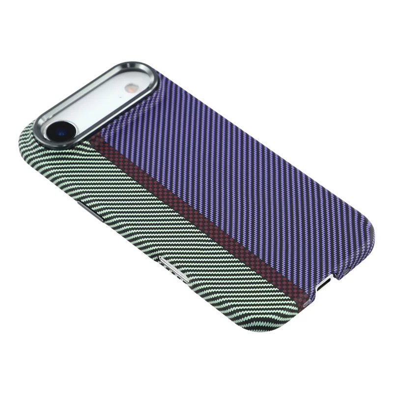 For iPhone Air Magnetic Case Water Transfer Printing Metal Frame PC Phone Back Cover - Striped Purple