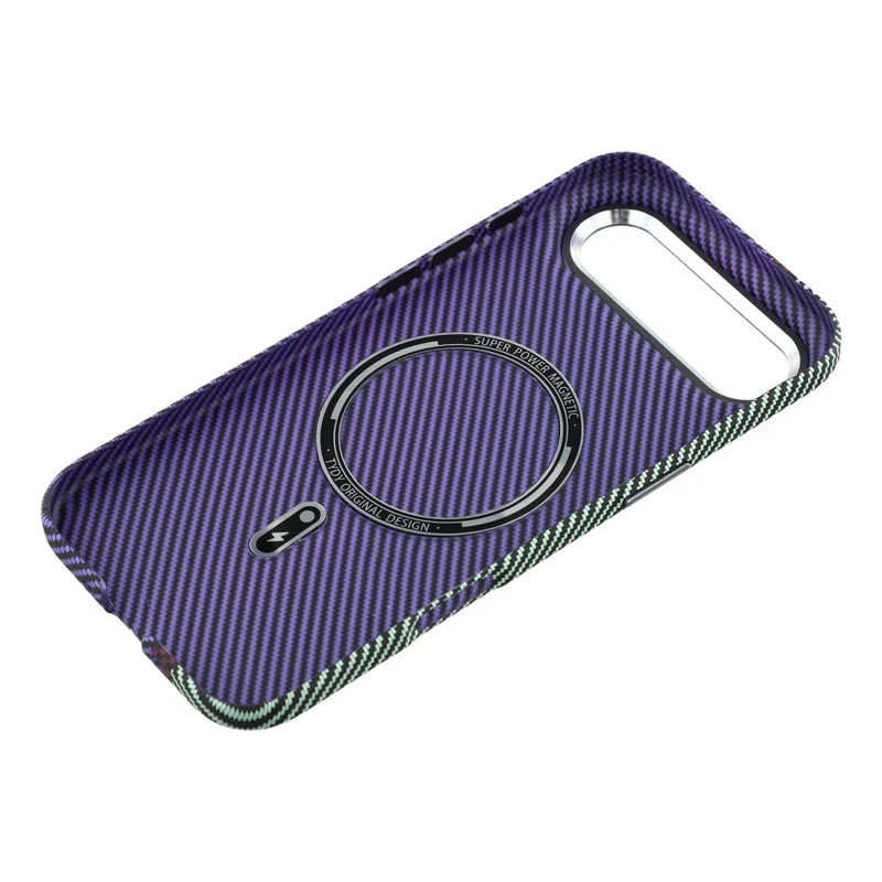 For iPhone Air Magnetic Case Water Transfer Printing Metal Frame PC Phone Back Cover - Striped Purple