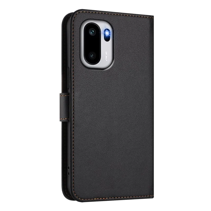 Bulk Purchasing For OnePlus 15R 5G / Ace 6T 5G / Ace 6 5G Leather Phone Cover Wallet Stand with Wrist Strap Shockproof Wallet Case - Black