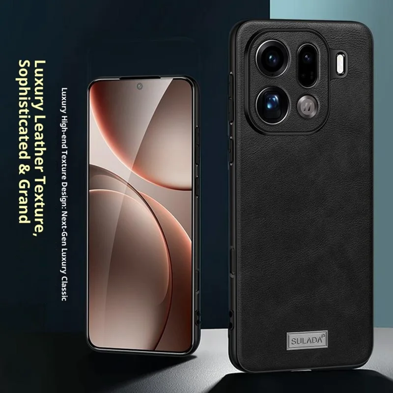 SULADA Pour Oppo Find X9 Pro 5G Étui Cuir PU + TPU + PC Coque Arrière - Noir