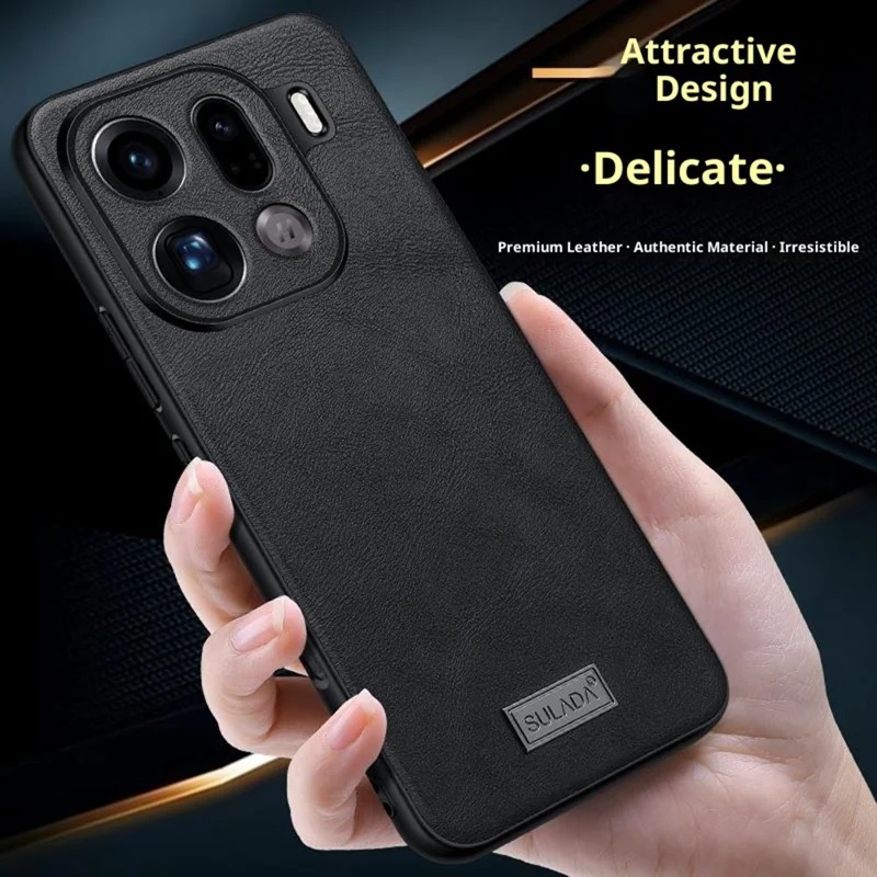 SULADA Pour Oppo Find X9 Pro 5G Étui Cuir PU + TPU + PC Coque Arrière - Noir