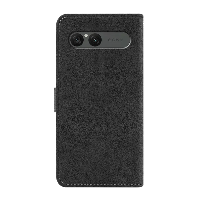 For Sony Xperia 10 VII Case Retro PU Leather Wallet Phone Cover with Rotating Card Slots Holder - Black