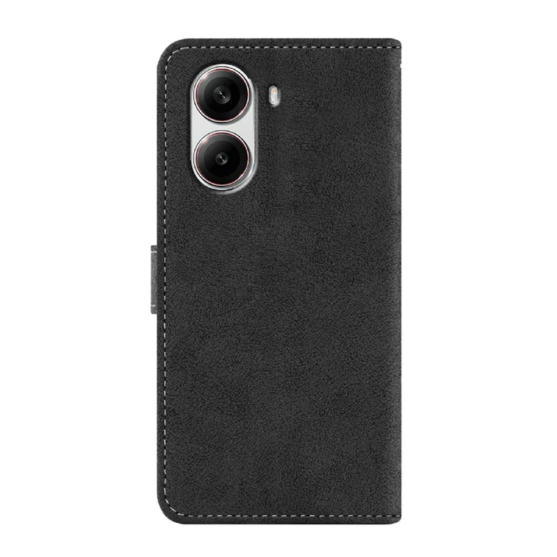 For Xiaomi Redmi Turbo 4 5G  /  Poco X7 Pro 5GCase Retro PU Leather Wallet Phone Cover with Rotating - Black