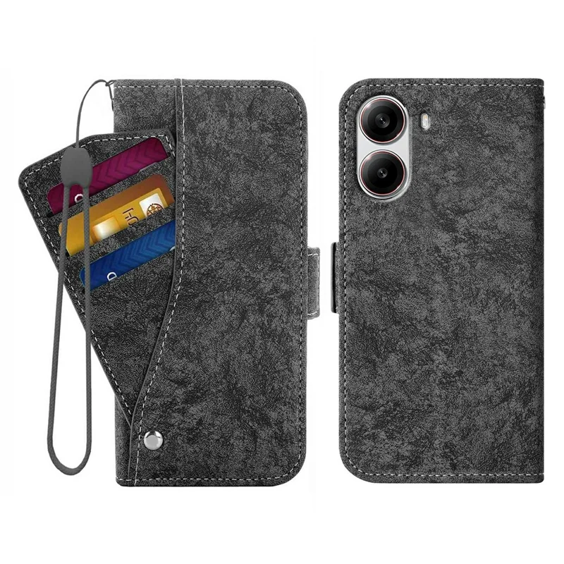 Voor Xiaomi Redmi Turbo 4 5G / Poco X7 Pro 5G hoesje met waterverf schilderij portemonnee PU lederen telefoonhoes met draaiende kaartsleuven - Zwart