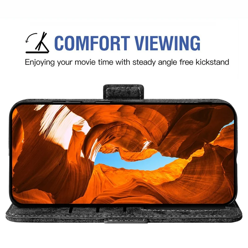 Voor Xiaomi Redmi Turbo 4 5G / Poco X7 Pro 5G hoesje met waterverf schilderij portemonnee PU lederen telefoonhoes met draaiende kaartsleuven - Zwart