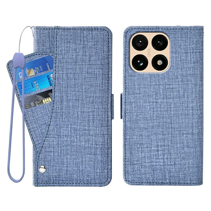 For Xiaomi 15T Case Jean Cloth Texture PU Leather Wallet Phone Cover with Rotating Card Slots - Blue