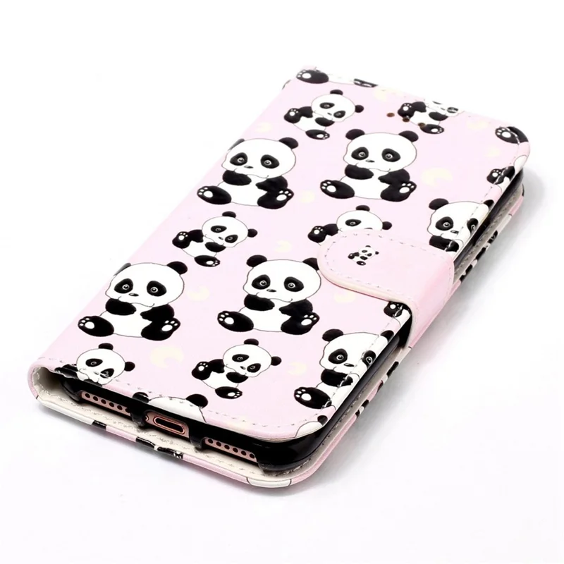 For Samsung Galaxy A14 5G / 4G Pattern Embossed Phone Cover PU Leather+TPU Foldable Stand Wallet Case with Hand Strap - Panda