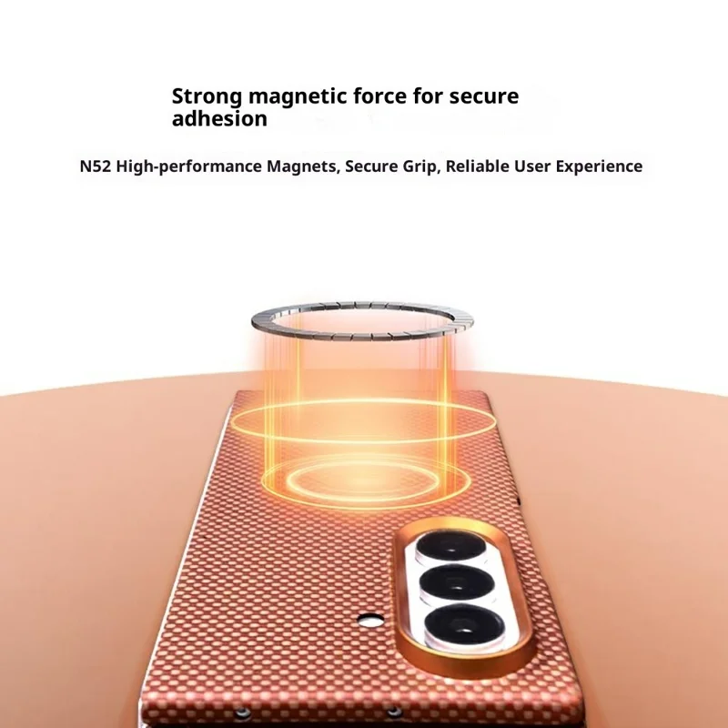 Für Samsung Galaxy Z Fold7 5G Aramid-Faser-Hülle kompatibel mit MagSafe Slim Phone Cover mit Metalllinsenrahmen (nur Rückseite)