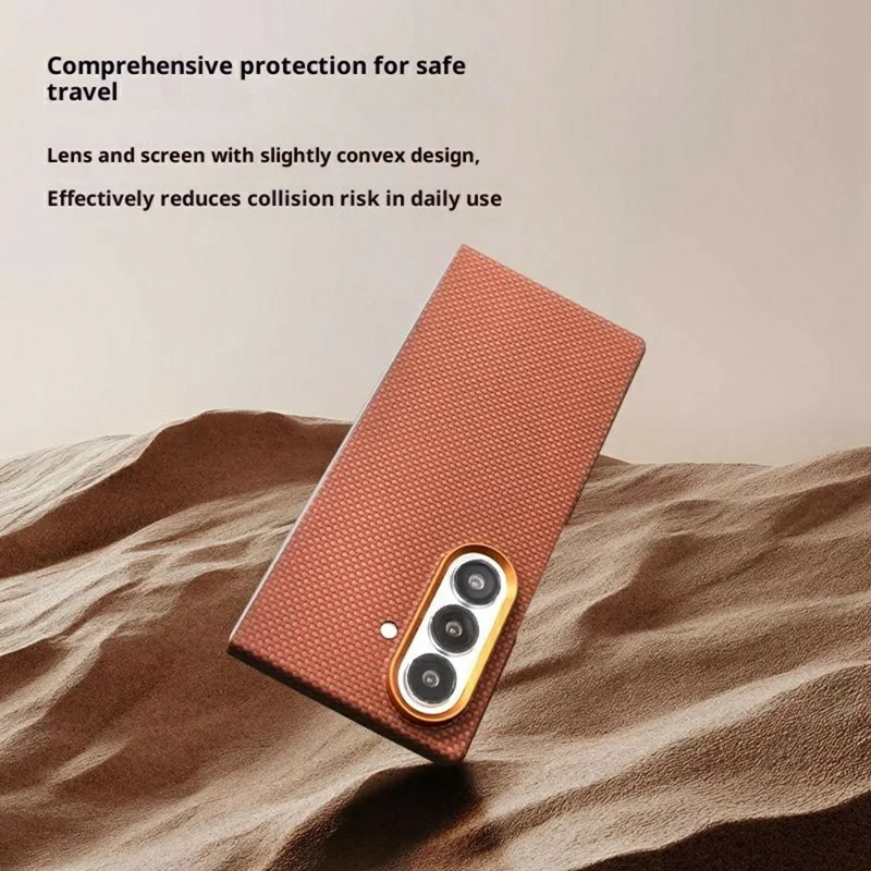 Für Samsung Galaxy Z Fold7 5G Aramid-Faser-Hülle kompatibel mit MagSafe Slim Phone Cover mit Metalllinsenrahmen (nur Rückseite)