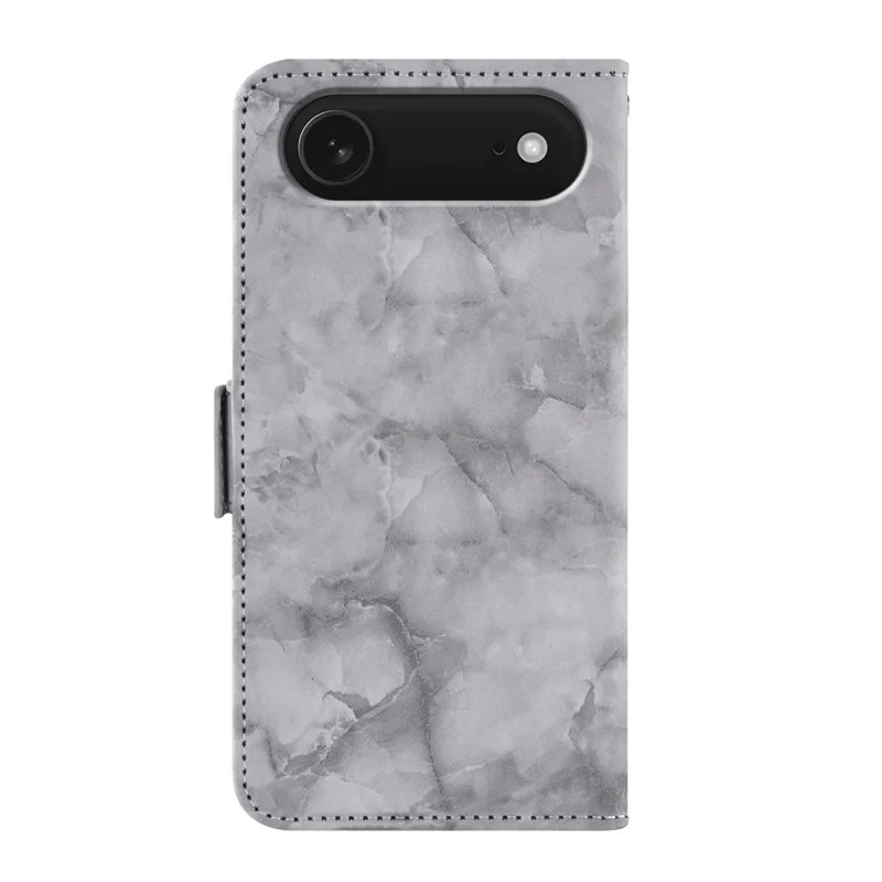 Чехол для iPhone Air Leather Case с мраморным узором, чехол-кошелек со стойкой и ремешком на запястье - серый