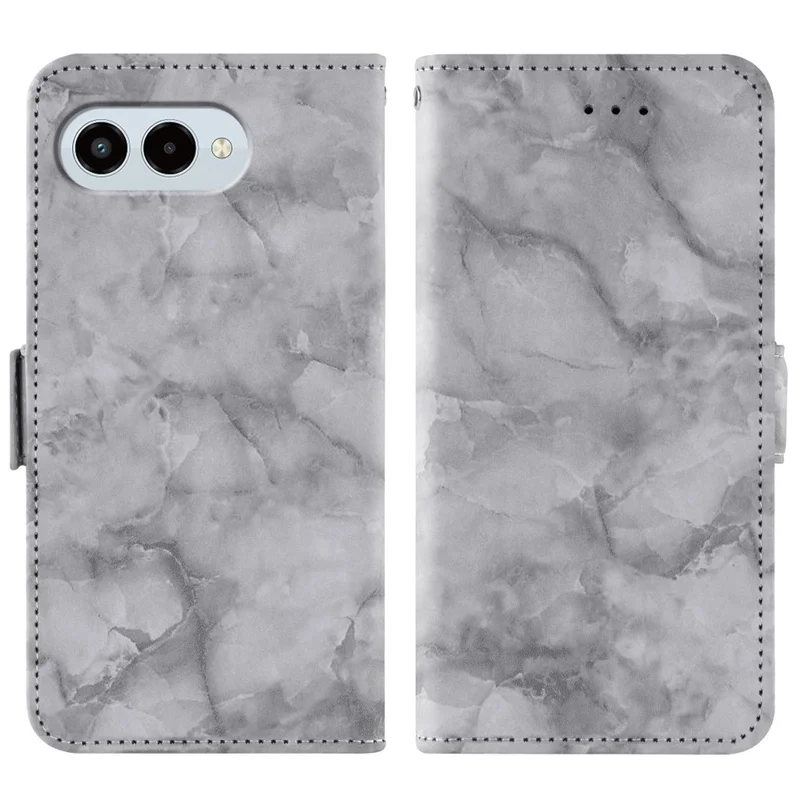 Custodia in pelle per T-Mobile REVVL 8 / T Phone 3 con motivo marmorizzato, cover portafoglio con supporto e cinturino da polso - Grigio