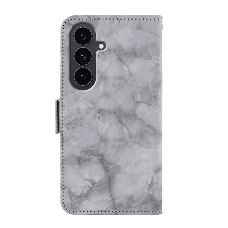Capa de Couro para Samsung Galaxy A17 5G, Padrão de Mármore, Carteira de Telefone com Suporte e Alça de Pulso - Cinza