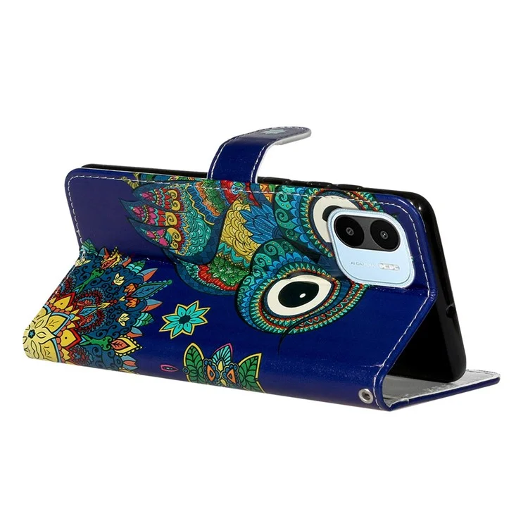 Для Xiaomi Redmi A1 4G PU Shotpereper Shock -resect Scoes Case Styly Patterd - Синяя Сова