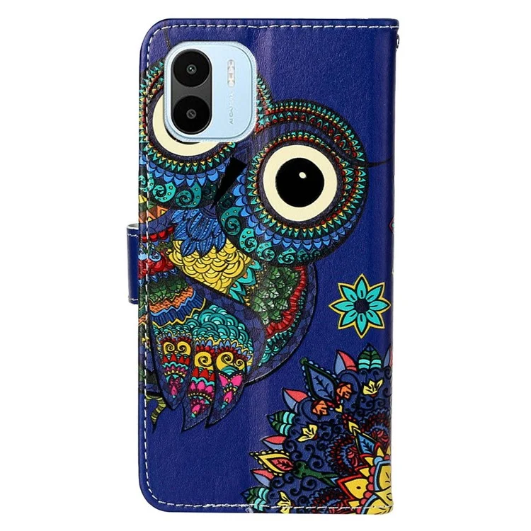 Для Xiaomi Redmi A1 4G PU Shotpereper Shock -resect Scoes Case Styly Patterd - Синяя Сова