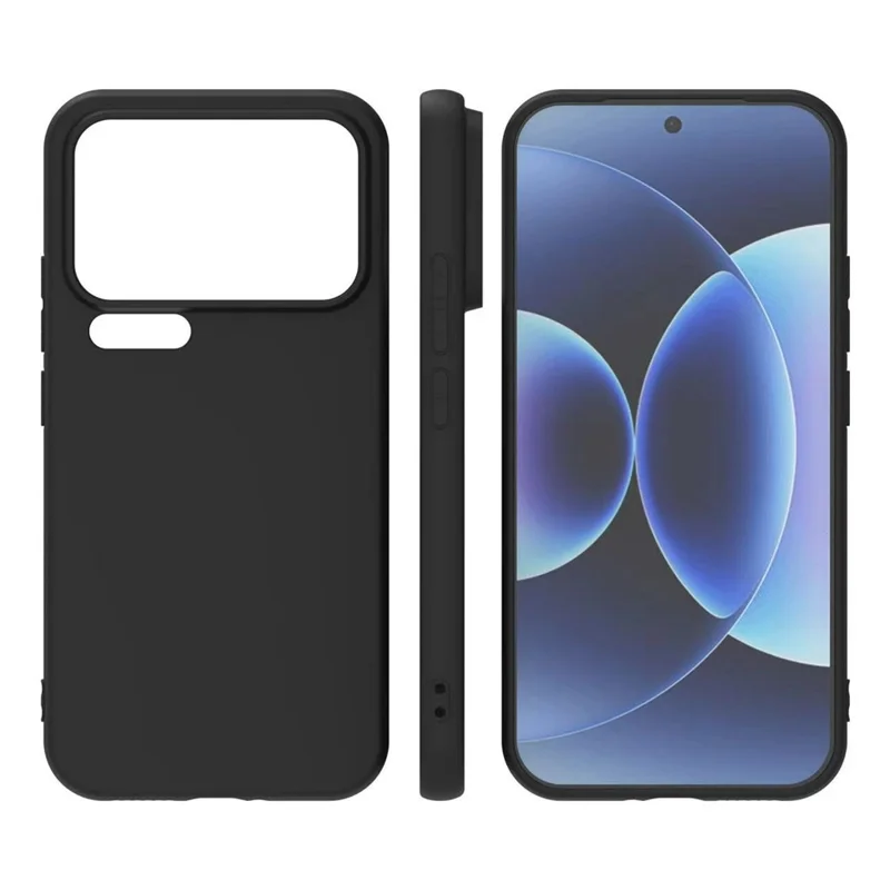For Xiaomi 17 Pro Case Soft Matte Back TPU Black Phone Cover (Large Cutout)