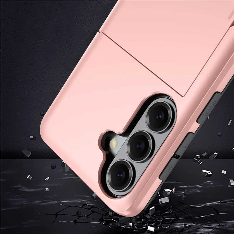 Custodia per Samsung Galaxy S26+ con porta carte di credito TPU + Cover posteriore in PC - Oro rosa