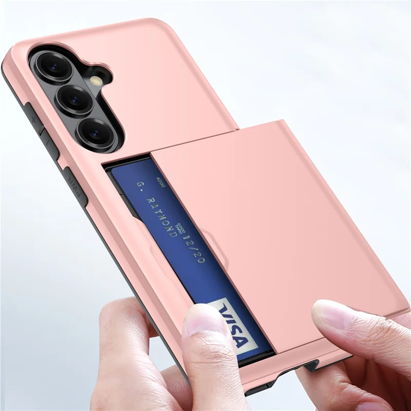 Custodia per Samsung Galaxy S26+ con porta carte di credito TPU + Cover posteriore in PC - Oro rosa