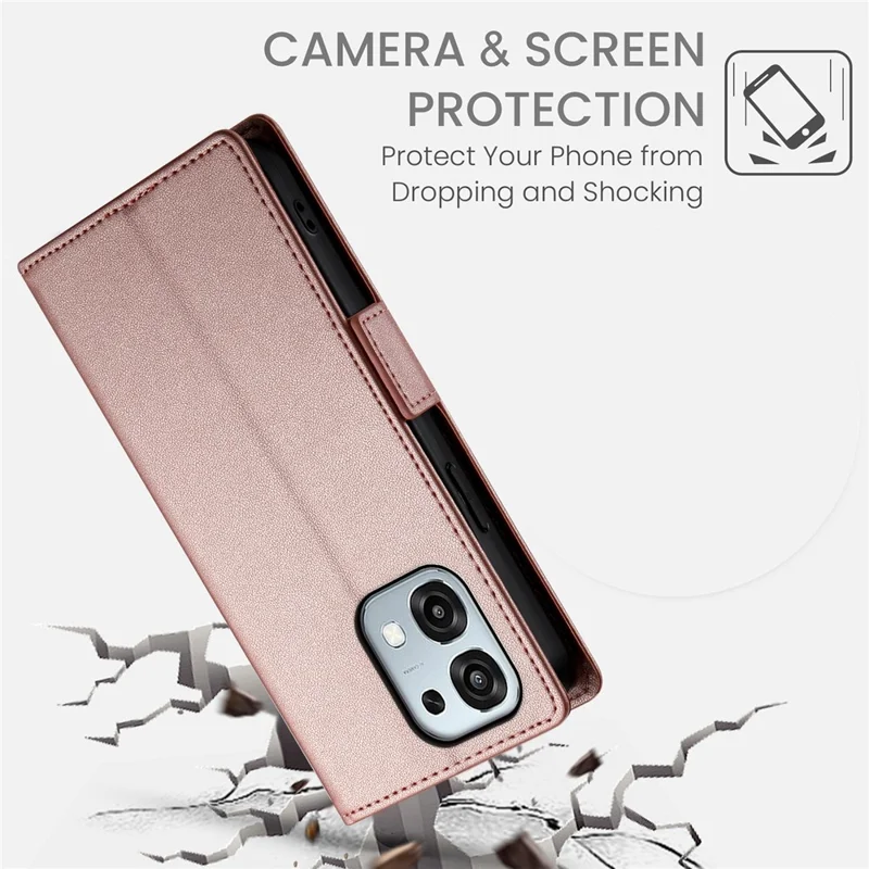 Standaard hoesje voor Oppo F31 5G / A6 Pro 5G / A6 Pro 4G PU Leather portemonnee telefoonhoes - Roze goud