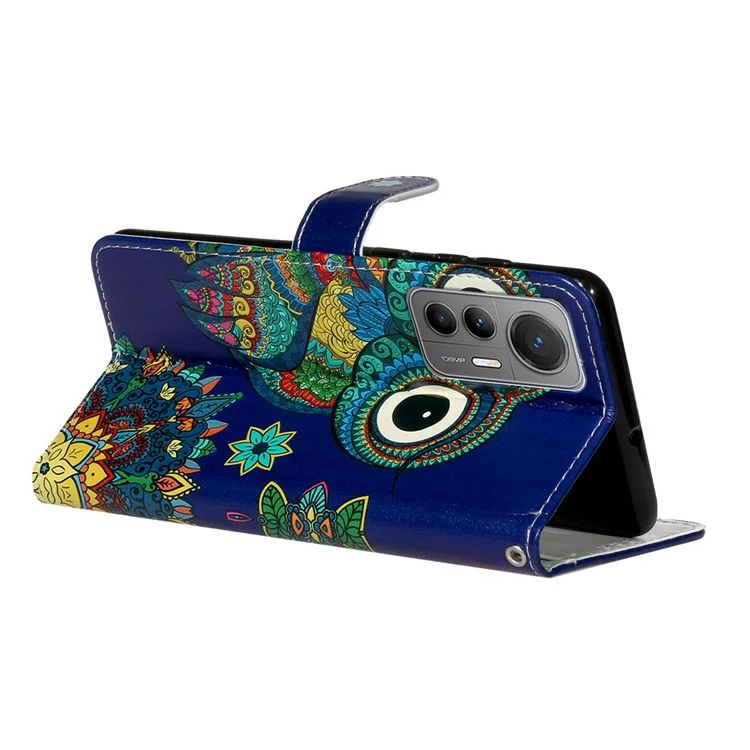 Pour Xiaomi 12 Lite 5G Motif Gaufré Housse de Téléphone PU Cuir+TPU Portefeuille Pliable avec Dragonne - Hibou