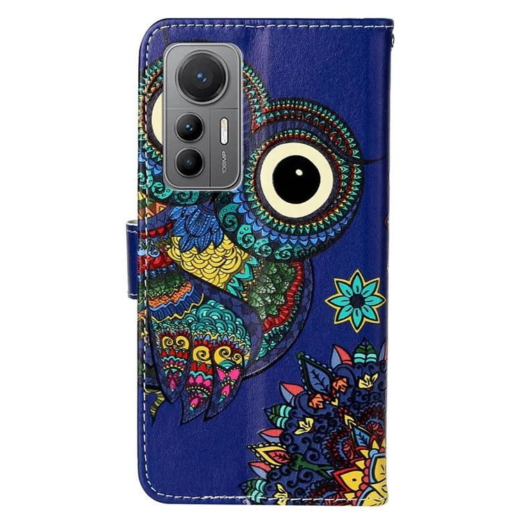Pour Xiaomi 12 Lite 5G Motif Gaufré Housse de Téléphone PU Cuir+TPU Portefeuille Pliable avec Dragonne - Hibou
