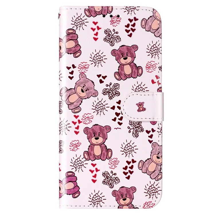 Pour Xiaomi 12 Lite 5G Motif gaufré Housse de téléphone PU Cuir+TPU Support pliable Portefeuille Étui avec Sangle à main - Ours